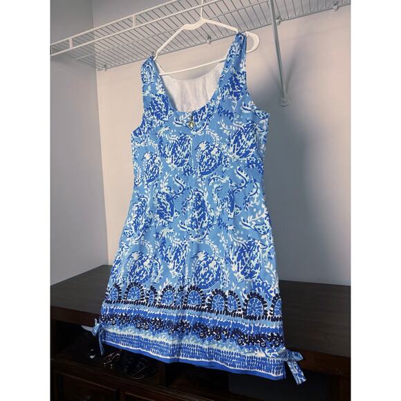 Lilly Pulitzer Mila Shift Dress Blue Sea Turtle - Size 14 NWOT - Picture 3 of 9